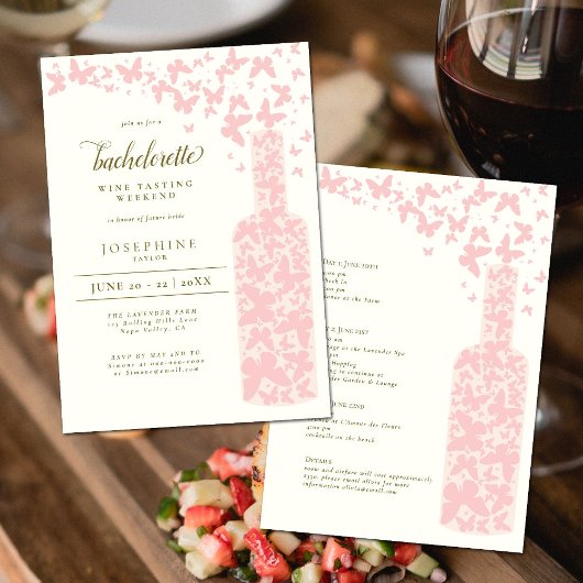 Weinverkostung Bachelorette Wochenende Schmetterli Einladung