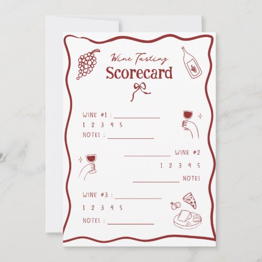 Weinverkostung Bewertungskarte Handgezeichnete Bew Einladung (Vorderseite)