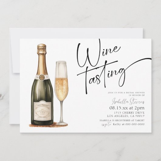 Weinverkostung Brautdusche Einladung (Vorderseite)