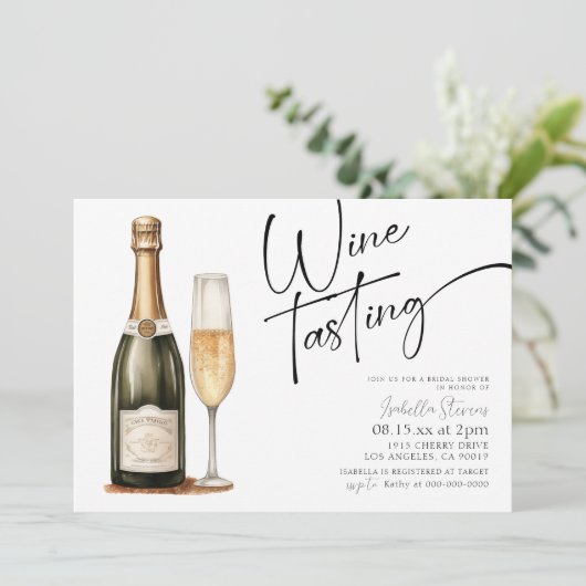 Weinverkostung Brautdusche Einladung (Stehend Vorderseite)