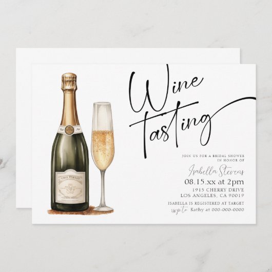 Weinverkostung Brautdusche Einladung (Vorne/Hinten)