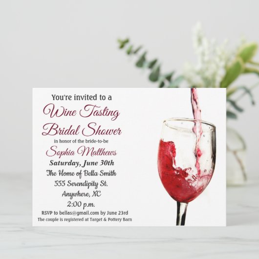 Weinverkostung Brautdusche Einladung (Stehend Vorderseite)