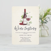Weinverkostung Brautparty einladen Rustikale Weink Einladung (Stehend Vorderseite)