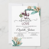 Weinverkostung Burgund Blume Brautparty Einladung (Vorderseite)