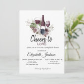 Weinverkostung Burgund Blume Brautparty Einladung (Stehend Vorderseite)