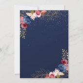 Weinverkostung Burgund Blume Navy Blue Wedding Einladung (Rückseite)