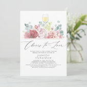 Weinverkostung Dusty Pink Brautparty Einladung (Stehend Vorderseite)