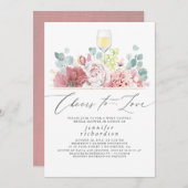 Weinverkostung Dusty Pink Brautparty Einladung (Vorne/Hinten)