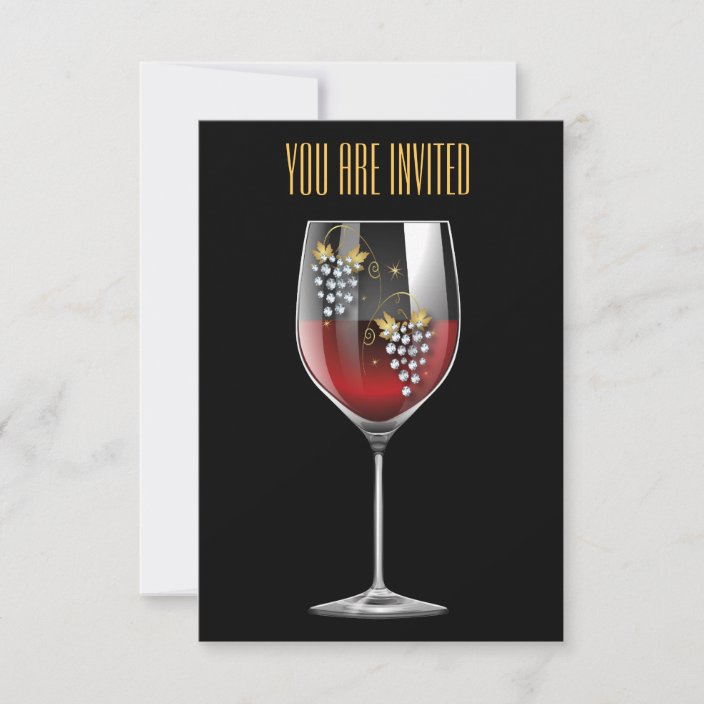 Weinverkostung Einladung Rhinestone aus Weinglas Zazzle.de