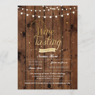 Weinverkostung Geburtstagsparty Holz JEDES ALTER E Einladung