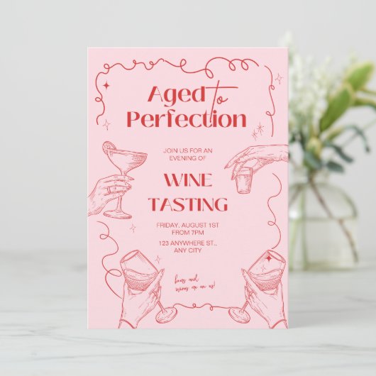 Weinverkostung im Alter bis zur Perfektion Einladung (Stehend Vorderseite)
