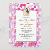 Weinverkostung Lila Weintrauben Foto zum Geburtsta Einladung (Vorne/Hinten)