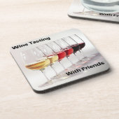 Weinverkostung mit Freunden Getränkeuntersetzer (Linke Seite)