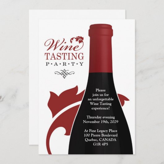 Weinverkostung Party Einladung (Vorne/Hinten)