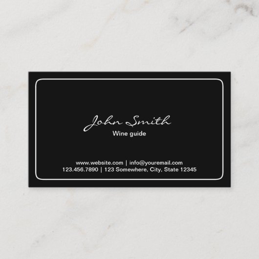 Weinverkostung Schlicht Schwarz Minimalistisch Visitenkarte (Vorderseite)