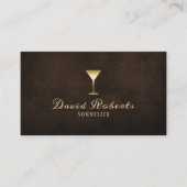 Weinverkostung Sommelier Barkeeper Elegantes Leder Visitenkarte (Vorderseite)