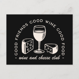 Weinverkostung und Käseverkostung Party Postkarte