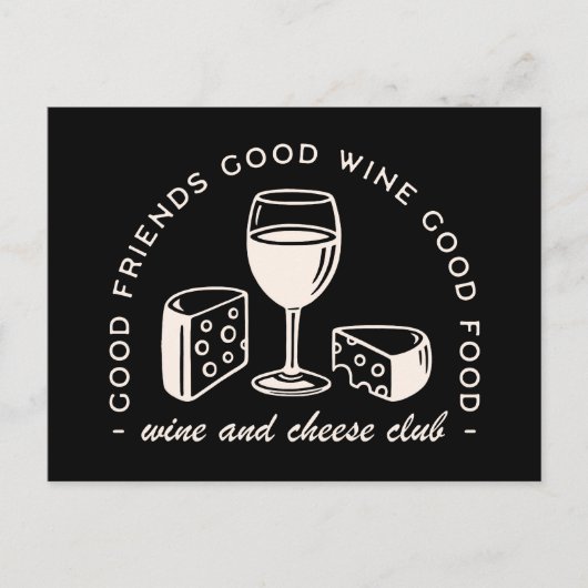 Weinverkostung und Käseverkostung Party Postkarte (Vorderseite)