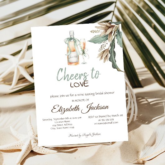 Weinverkostung Vintage Blume Brautparty Einladung