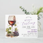 Weinverkostung zum Geburtstag Einladung (Stehend Vorderseite)