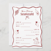 Weinverkostungs-Scorecard Handgezeichnete Bewertun Einladung (Vorderseite)