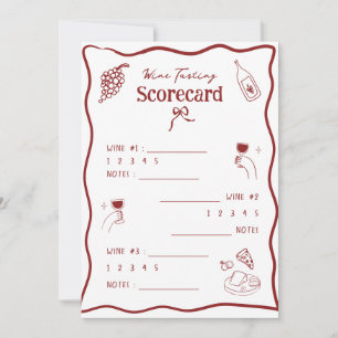 Weinverkostungs-Scorecard Handgezeichnete Bewertun Einladung