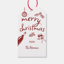 Weinverkostungs-Urlaubsfeier zu Weihnachten handge Geschenkanhänger