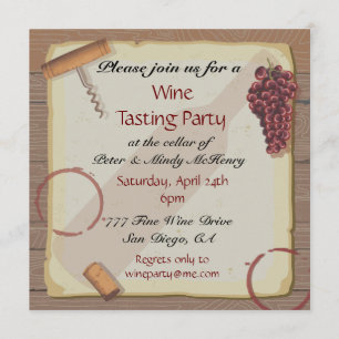 Weinverkostungsparty auf Vintage-Papiereinladungen Einladung