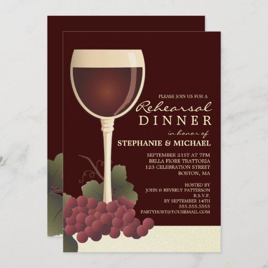 Weinwanderwege und Probe Weintrauben Einladung (Vorne/Hinten)