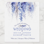 Weinwasserfarbe dunkelblau-graue weiße Hochzeit Weinetikett (Einzelnes Label)