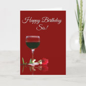 Weinwunsch Geburtstag bis Schwester Karte (Vorderseite)