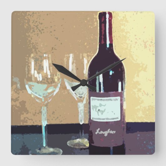 Weinzeit Quadratische Wanduhr (Vorderseite)