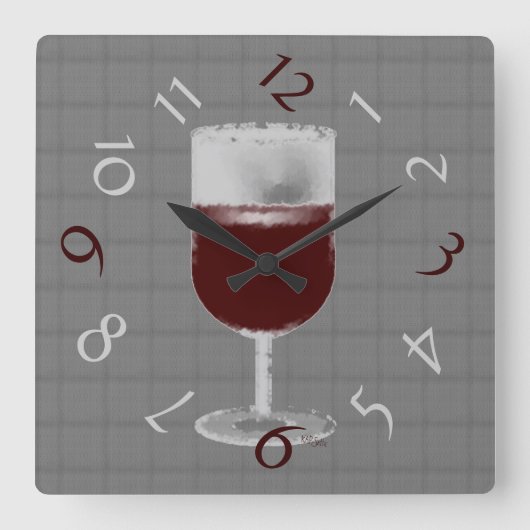 Weinzeit Quadratische Wanduhr (Vorderseite)