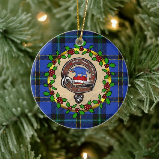 Weir Clan Abzeichen & Tartan Personalisierte Weihn Keramik Ornament (Baum)