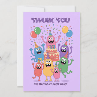 Weird Cartoon Alien Thank You Birthday Party Einladung