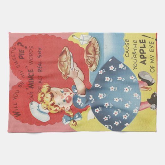 Weird Funny Mince Apple Pie Waitress Valentine Geschirrtuch (Horizontal)