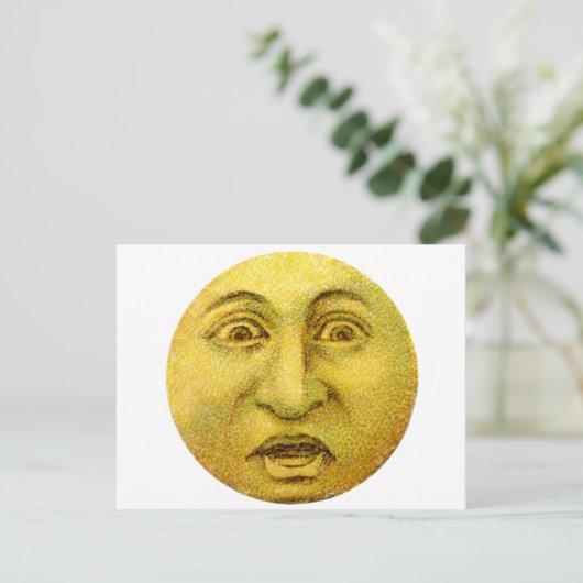 Weird Funny Vintag Moon Man Postkarte (Stehend Vorderseite)