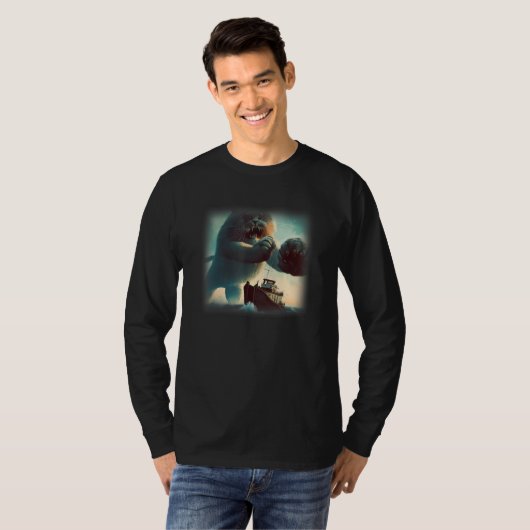 Weird Giant Cat Knocking a Ship T-Shirt (Vorne ganz)