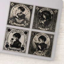Weird Girls Club Gothic Art Nouveau Vinyl Aufklebe