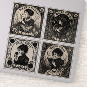 Weird Girls Club Gothic Art Nouveau Vinyl Aufklebe Aufkleber