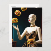 Weird Mannequin with Cheeseburgers Postkarte (Vorne/Hinten)