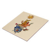 WEIRD MEDIEVAL BESTIARY,ALCHEMIST,RED DRAGON ,SUN  FLIESE (Seite)