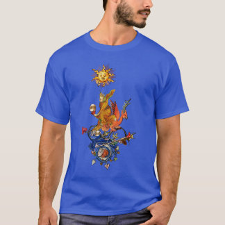 WEIRD MEDIEVAL BESTIARY,ALCHEMIST,RED DRAGON ,SUN T-Shirt