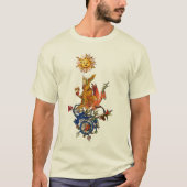 WEIRD MEDIEVAL BESTIARY,ALCHEMIST,RED DRAGON ,SUN  T-Shirt (Vorderseite)