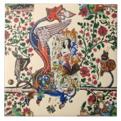 WEIRD MEDIEVAL BESTIARY Dragon and Spinning Harpy Fliese (Vorderseite)