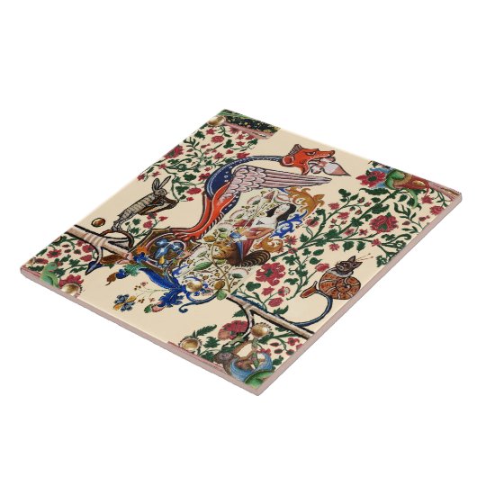 WEIRD MEDIEVAL BESTIARY Dragon and Spinning Harpy Fliese (Seite)