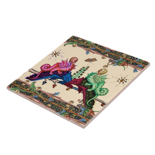 WEIRD MEDIEVAL BESTIARY Human Headed Hybrid Dragon Fliese (Seite)