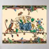 WEIRD MEDIEVAL BESTIARY HUNTER CAT, BIRD, FALCON POSTER (Vorne)