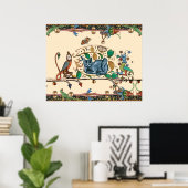 WEIRD MEDIEVAL BESTIARY HUNTER CAT, BIRD, FALCON POSTER (Heimbüro)