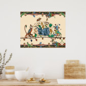 WEIRD MEDIEVAL BESTIARY HUNTER CAT, BIRD, FALCON POSTER (Küche)